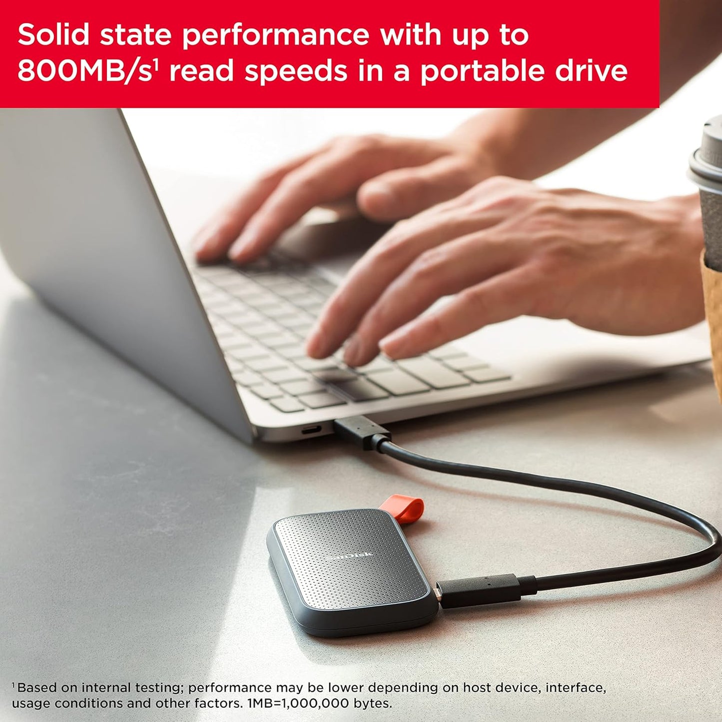 SanDisk 1TB Portable External SSD USB 3.2 Gen 2, USB-C Solid State Drive