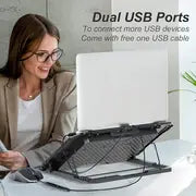 Standard ICE06N Gaming Laptop Cooling Pad Stand – 6x Blue Led Fans – Iron Mesh – 2 x USB – Support 12 UP to 17 Inch | Black