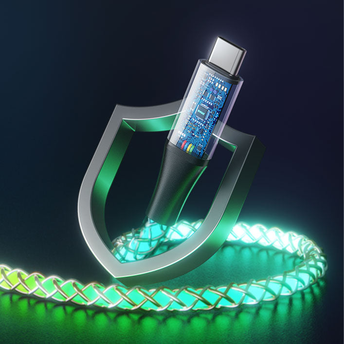 65W Type-C to Type-C Transparent USB Cable With LED Light X278