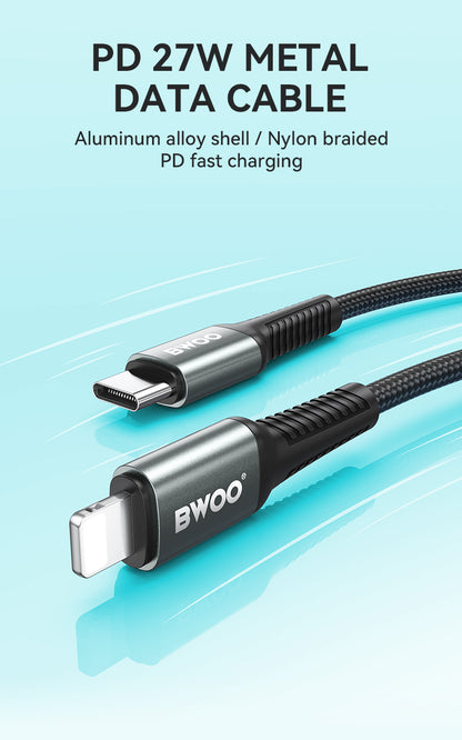 BWOO USB-C to Lightning Fast Charging Cable PD 27W Nylon 3M X288CL