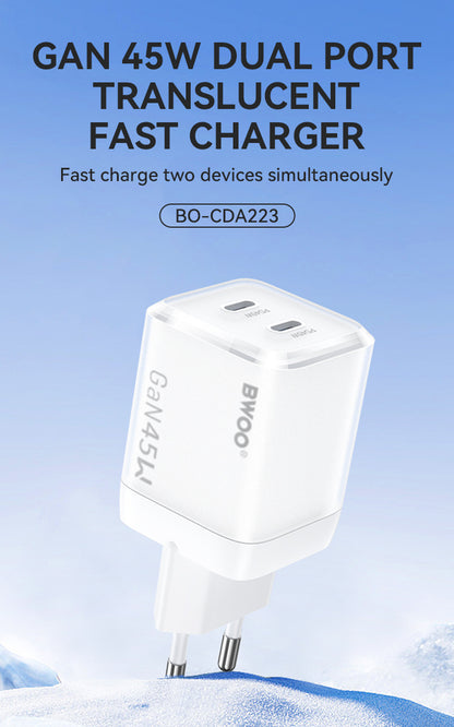 45W USB-C Dual ports GaN Charger BO-CDA223