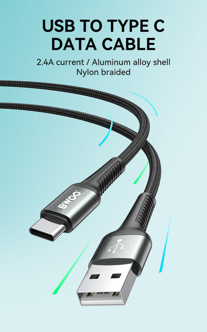 BWOO USB A to USB-C Fast Charging Cable PD 60W Nylon 1MX288C / 2MX288C / 3MX288C