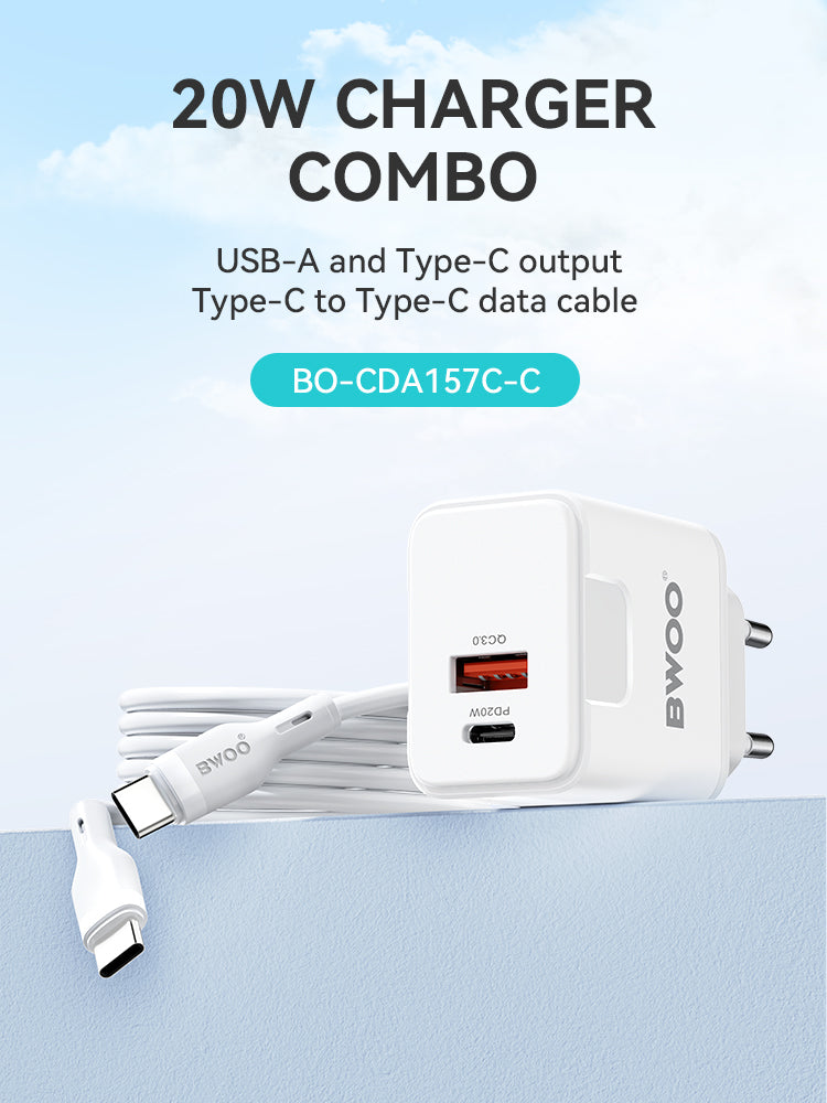 BWOO  Kit Charger + Type-C to Type-C 20W EU CDA157C-C CDA 157CC