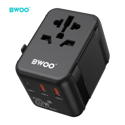 BWOO International Multi Plug Travel Adapter GaN PD 20W 3 in 1 BO-UC08
