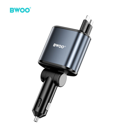 120W 4 in 1 Starry Light Car Charger with 2 Retractable Cables BO-CC109
