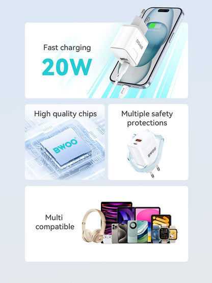 BWOO  Kit Charger + Type-C to Type-C 20W EU CDA157C-C CDA 157CC