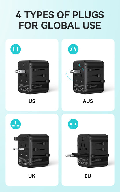 BWOO International Multi Plug Travel Adapter GaN PD 20W 3 in 1 BO-UC08