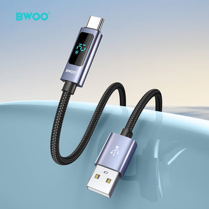 USB-A to USB-C Charging Cable with LED Display 3A 1M BO-X323C
