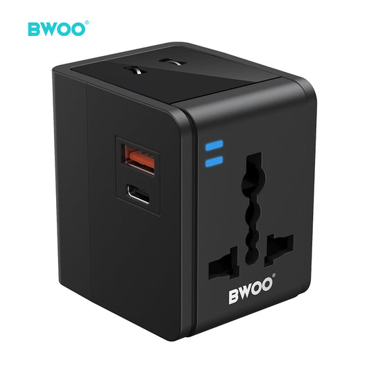 Travel Adapter 15W 2 in 1 with Type-C + USB-A for EU UK AUS US BO-UC06