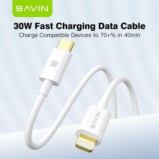 BAVIN CB282 30W Fast Charging & Data Transmission 1.2M PVC Cord for Type-C to iPhone