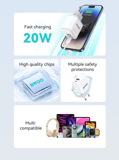 BWOO Kit Charger + Type-C to Type-L 20W EU CDA157C-L	CDA 157CL
