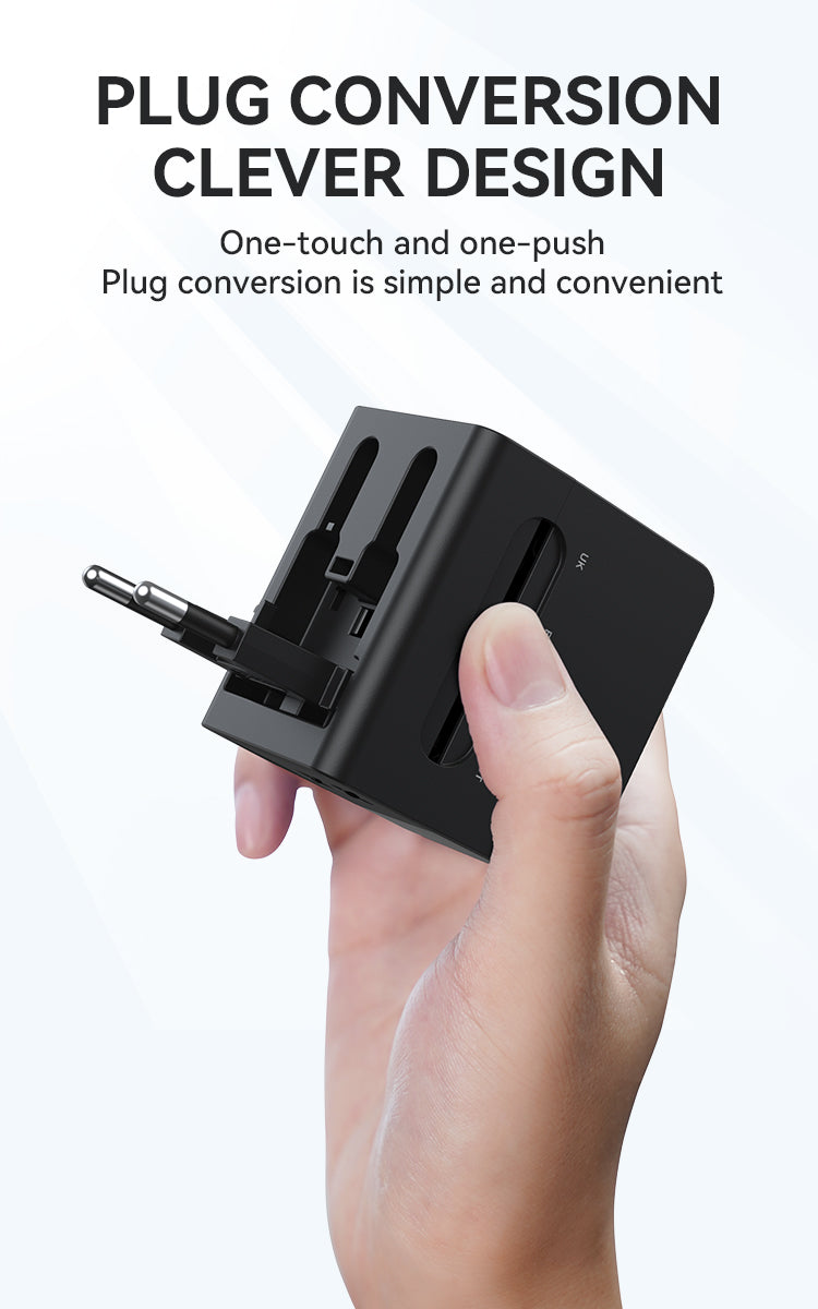 Travel Adapter 15W 2 in 1 with Type-C + USB-A for EU UK AUS US BO-UC06