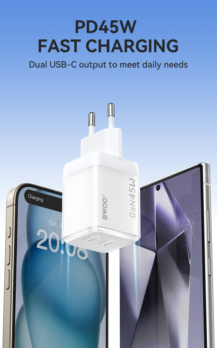 45W USB-C Dual ports GaN Charger BO-CDA223