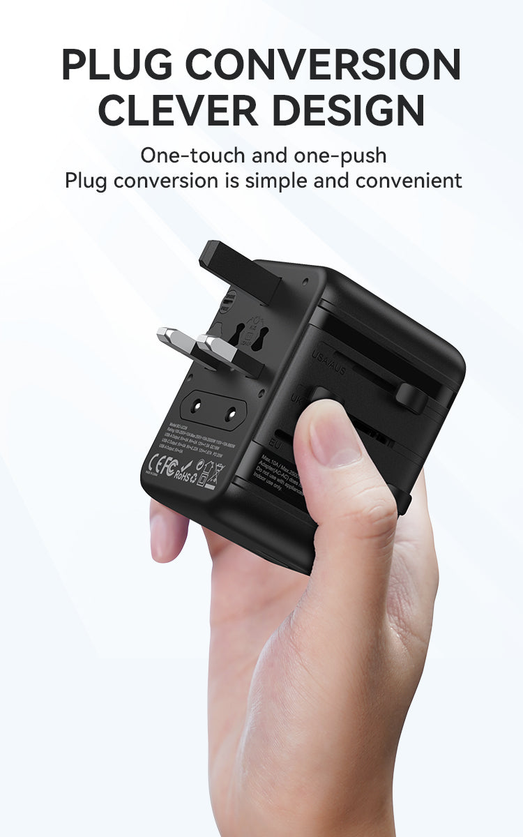 BWOO International Multi Plug Travel Adapter GaN PD 20W 3 in 1 BO-UC08