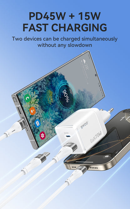70W USB-C Dual ports GaN Charger BO-CDA224
