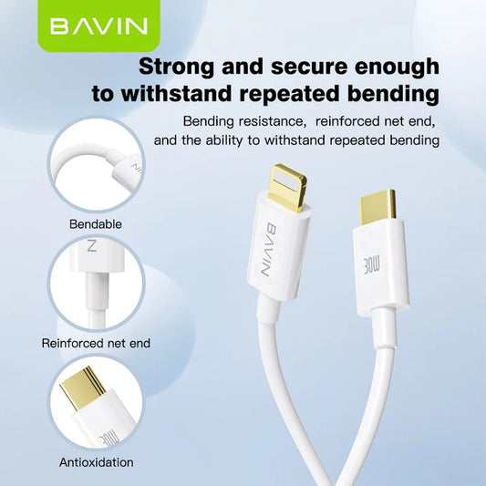 BAVIN CB282 30W Fast Charging & Data Transmission 1.2M PVC Cord for Type-C to iPhone
