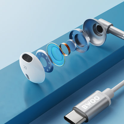 BWOO HF- 166 USB Type C Wired Earphones In-Ear Headphones