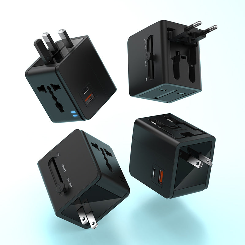 Travel Adapter 15W 2 in 1 with Type-C + USB-A for EU UK AUS US BO-UC06