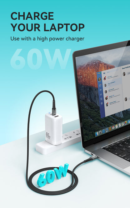 BWOO USB-C to USB-C Fast Charging Cable PD 60W Nylon 3M X288CC