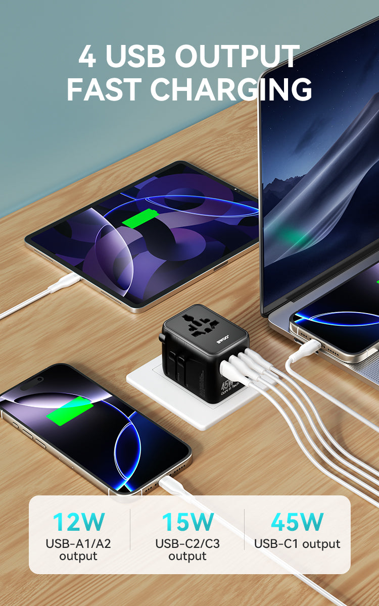 BWOO GaN III Travel Adapter 45W 4 in 1 BO-UC07