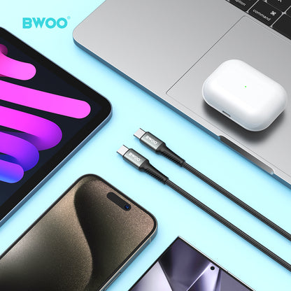 BWOO USB-C to USB-C Fast Charging Cable PD 60W Nylon 3M X288CC
