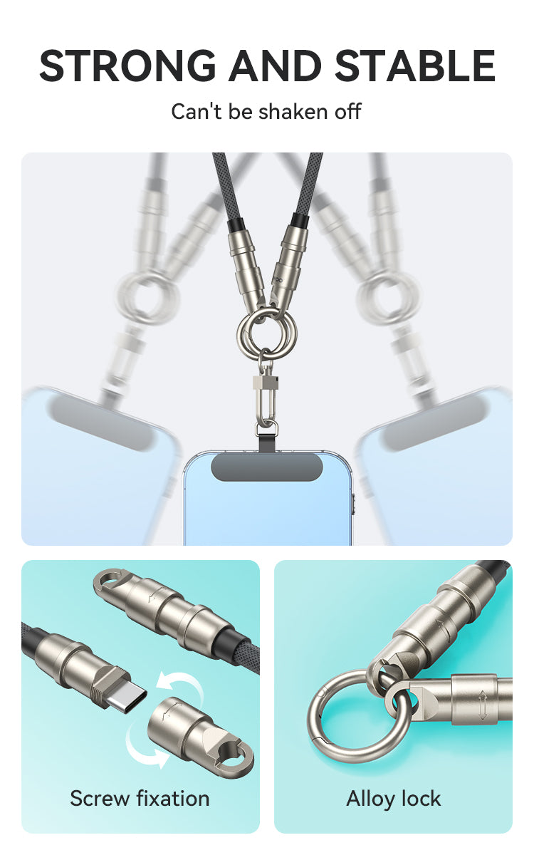 Phone Lanyard Built-in USB-C to Lightning Charging Cable 2 in 1 0.3M BO-X309
