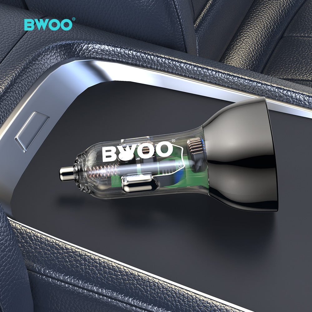 65W USB-C Car Charger 3 Port Transparent & Grey CC96