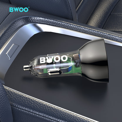65W USB-C Car Charger 3 Port Transparent & Grey CC96