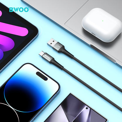 BWOO USB A to USB-C Fast Charging Cable PD 60W Nylon 1MX288C / 2MX288C / 3MX288C