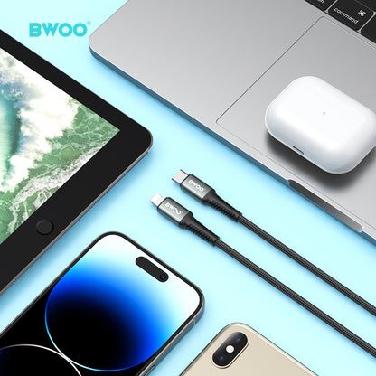 BWOO USB-C to Lightning Fast Charging Cable PD 27W Nylon 3M X288CL