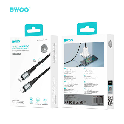BWOO USB-C to USB-C Fast Charging Cable PD 60W Nylon 3M X288CC