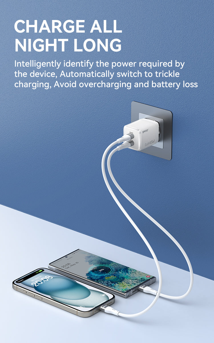 45W USB-C Dual ports GaN Charger BO-CDA223