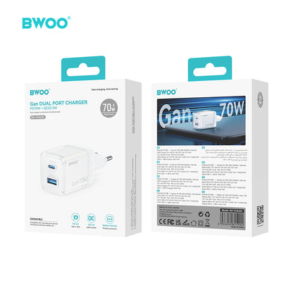70W USB-C Dual ports GaN Charger BO-CDA224