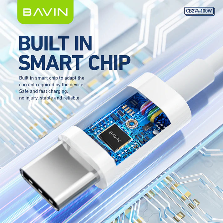 BAVIN CB274 100W Fast Charging Type-C Cable for Laptop & iPhone 17