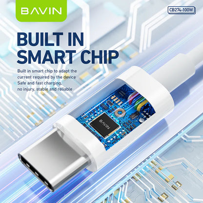 BAVIN CB274 100W Fast Charging Type-C Cable for Laptop & iPhone 17