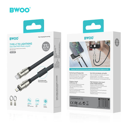 Phone Lanyard Built-in USB-C to Lightning Charging Cable 2 in 1 0.3M BO-X309
