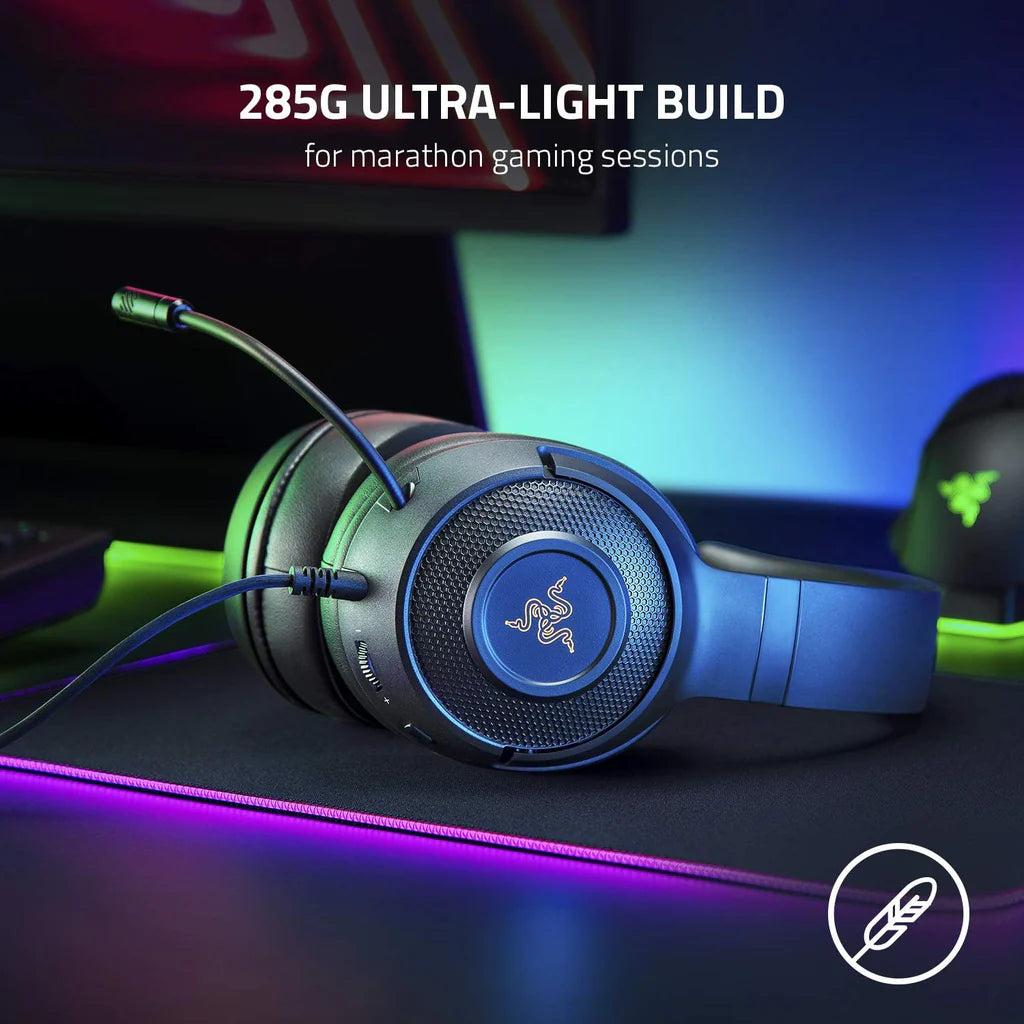 Razer Kraken X Wired Gaming Headset – 7.1 Surround Sound, Ultra-Light, Black