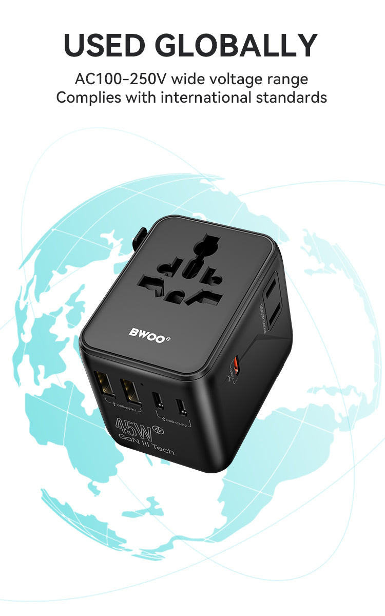 BWOO GaN III Travel Adapter 45W 4 in 1 BO-UC07