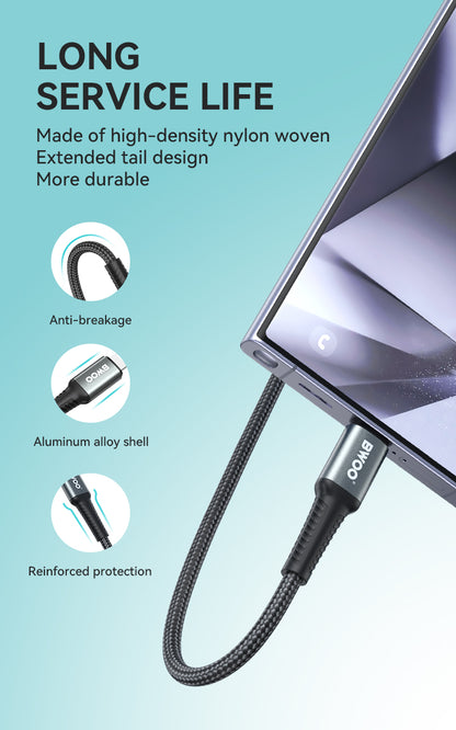 BWOO USB A to USB-C Fast Charging Cable PD 60W Nylon 1MX288C / 2MX288C / 3MX288C