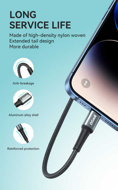 BWOO USB-A to Lightning Charging Data Cable 3A 1MX288L / 2MX288L / 3MX288L