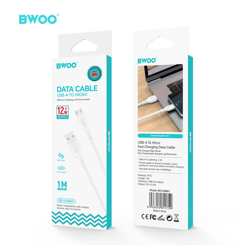 BWOO USB-A to MICRO Charging Data Cable 12W 1MX286V
