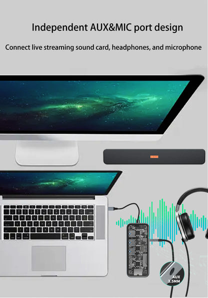 SN AirSky 10-in-1 USB-C Multiport Adapter & Docking Station HC-87