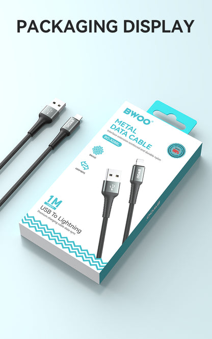 BWOO USB-A to Lightning Charging Data Cable 3A 1MX288L / 2MX288L / 3MX288L