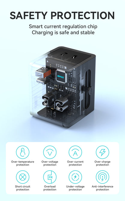Travel Adapter 15W 2 in 1 with Type-C + USB-A for EU UK AUS US BO-UC06