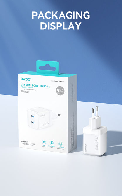 45W USB-C Dual ports GaN Charger BO-CDA223