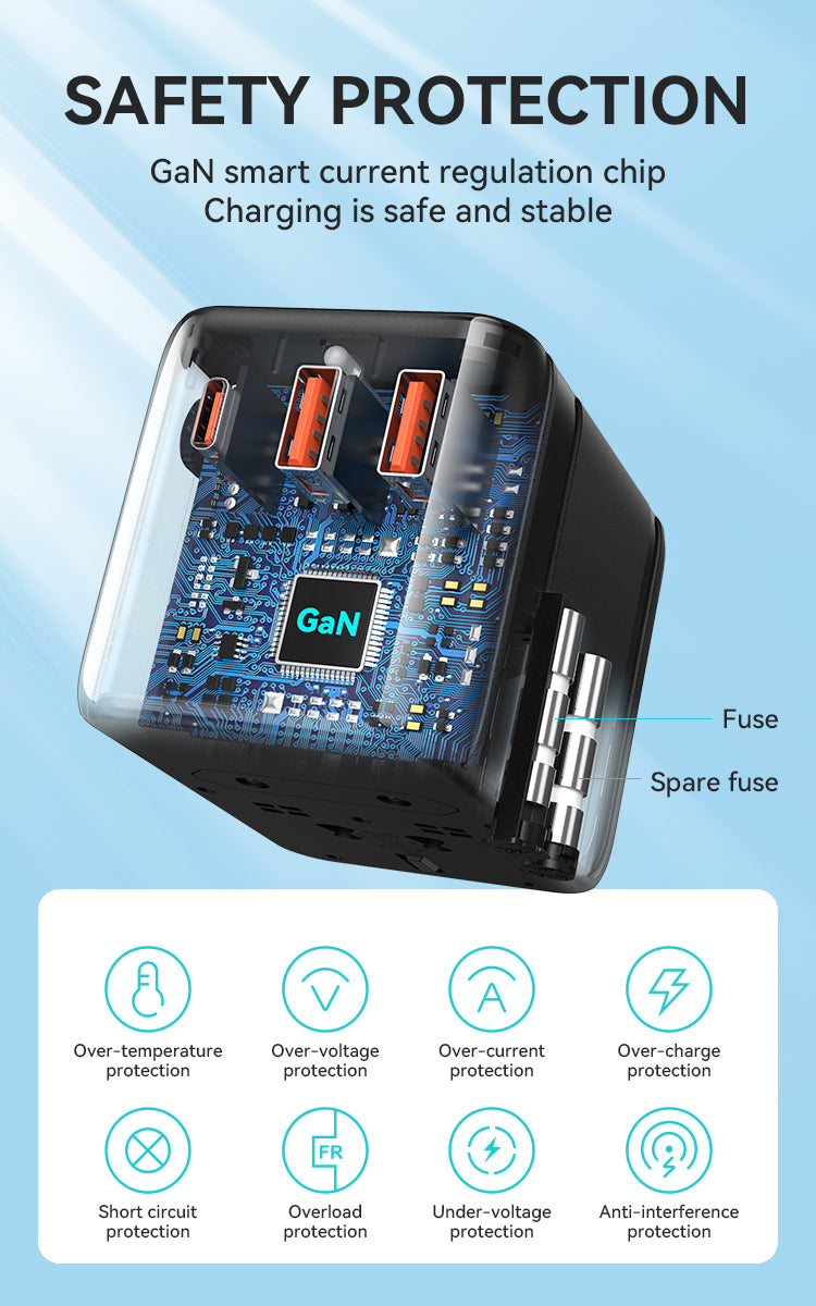 BWOO International Multi Plug Travel Adapter GaN PD 20W 3 in 1 BO-UC08