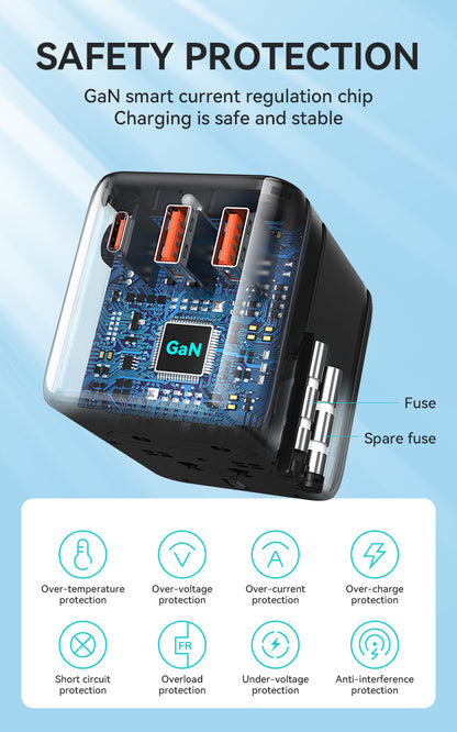 BWOO International Multi Plug Travel Adapter GaN PD 20W 3 in 1 BO-UC08