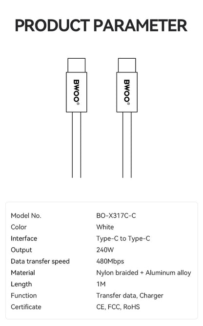USB-C to USB-C Fast Charging Cable 240W 1M X317C-C
