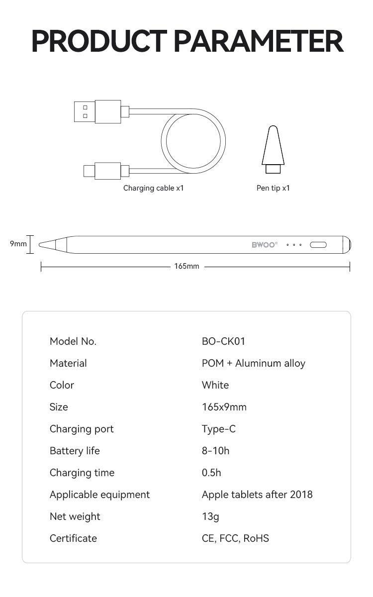 BWOO Stylus Pen for Touchscreen Compatible with iPad(after 2018) CK01
