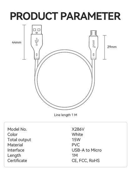 BWOO USB-A to MICRO Charging Data Cable 12W 1MX286V